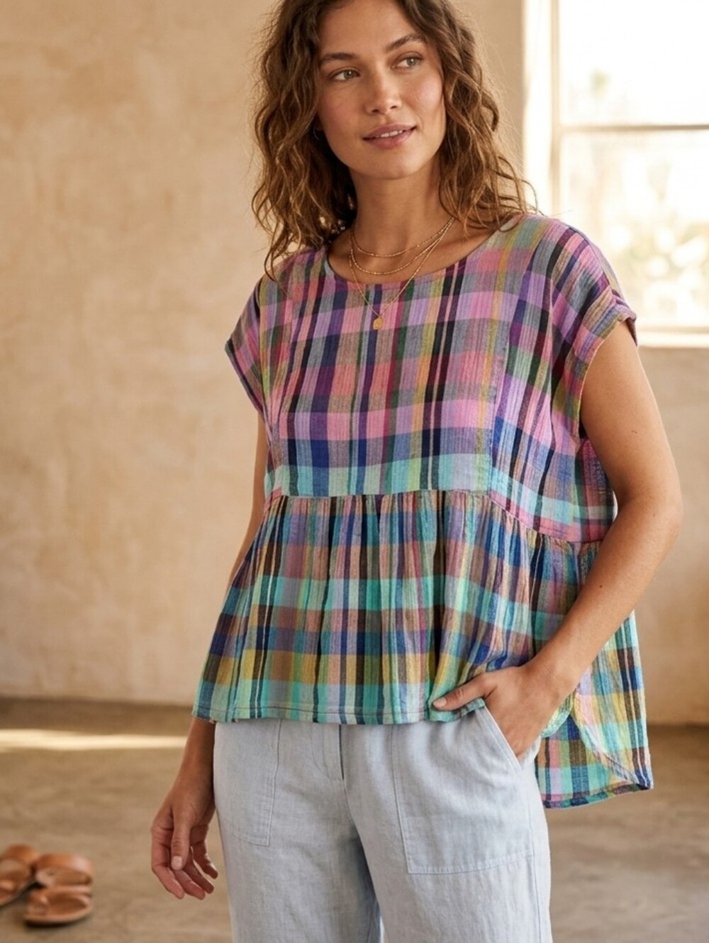 XiRENA Multicolor Plaid and Blue Striped Shirts